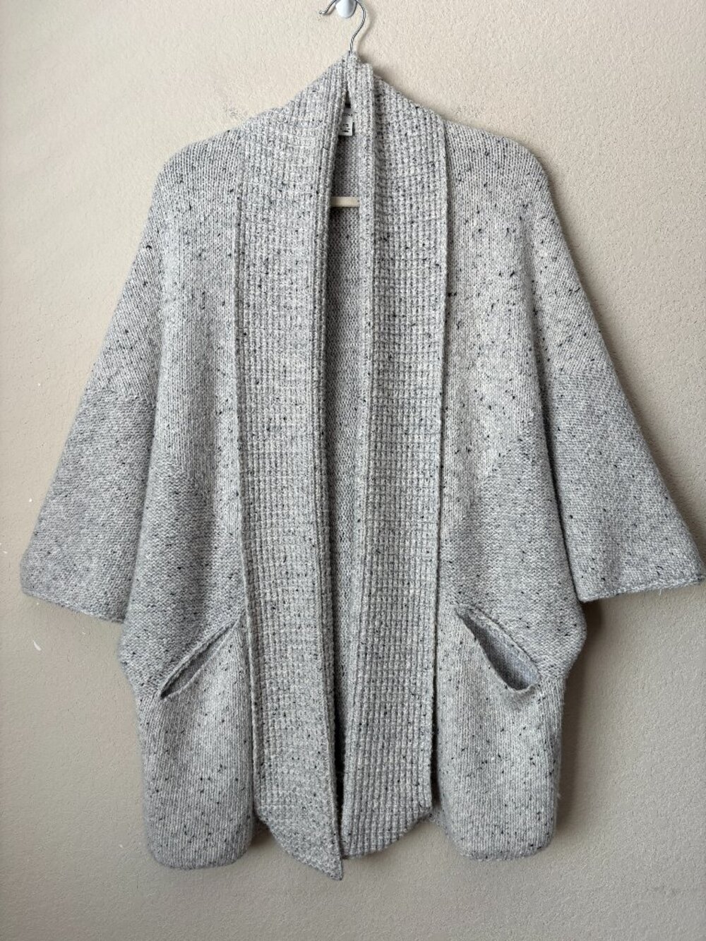 White + Warren Cozy Wool Blend Speckled Chunky Cardigan Sweater Coat